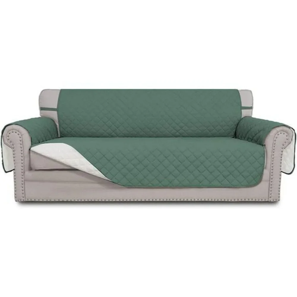 Reversible Sofa Cover Water Resistant Couch Cover with Foam Sticks Elastic Strap